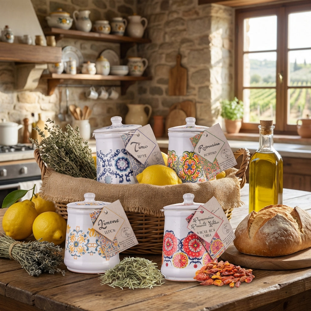 Artigiani dei Sapori, Dried Whole Hot Chili Peppers Ceramic Jar, 0.7oz (19g)