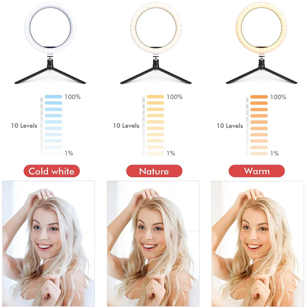 26cm LED Selfie Ring Lamp Photographic Selfie Ring Lighting