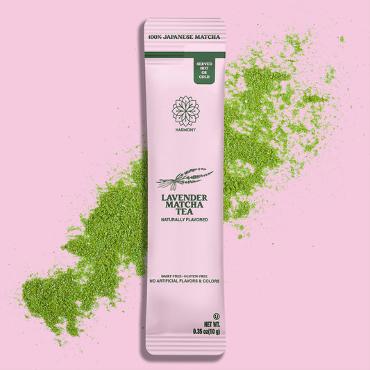 Harmony Matcha Lavender – Premium Shade-Grown Japanese Matcha, Sweetened with Organic Sugar (10 Stick Packs)