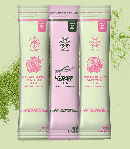 Matcha Combo Variety Pack – Lavender, Strawberry & Vanilla – Premium Shade-Grown Japanese Matcha, Sweetened with Organic Sugar, 30 Single Stick Packs