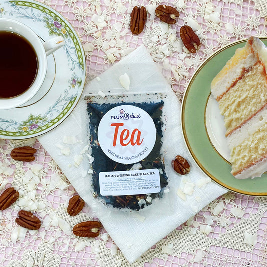 Plum Deluxe Tea Italian Wedding Cake Blend Dessert Tea (Caramel - Coconut - Pecan)