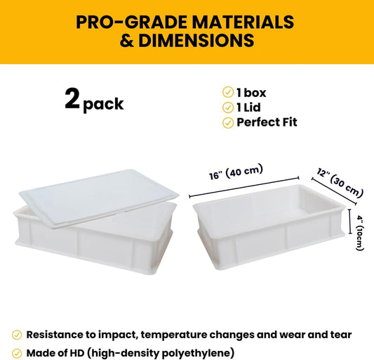 L'Oro Del Sud Dough Proofing Box with Lid (1 Box + 1 Lid) White – Italian Made Professional Quality