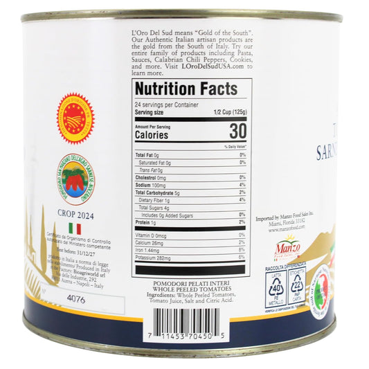L'Oro Del Sud, D.O.P San Marzano Tomatoes of Agro Sarnese-Nocerino Area, (88 fl. oz) 2550g