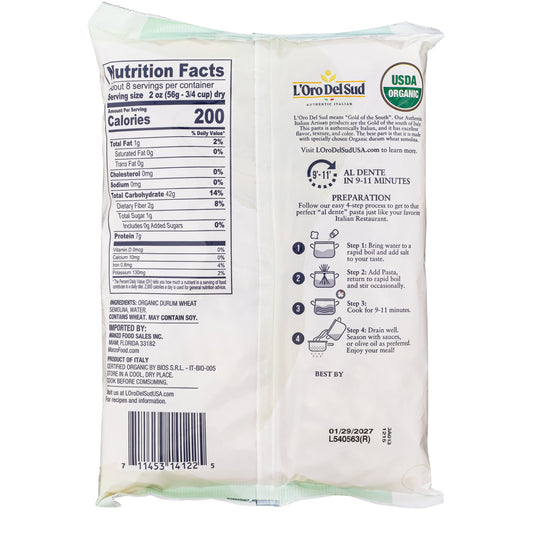 L'Oro Del Sud, Organic Penne Rigate Pasta 2 Pack x 10 lb