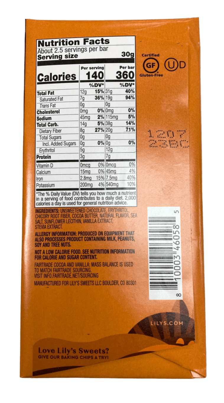 Chocolate Bars, Dark, Stevia Sweetened, Lily's