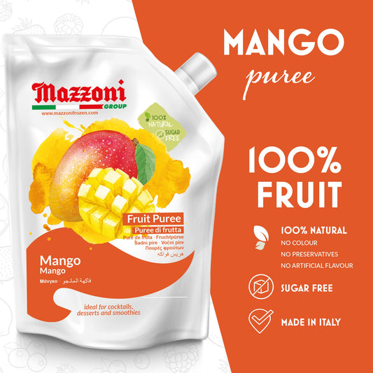 Mazzoni, Mango Puree, 100% Pure Mango, Just Fruit, No Sugar Added, 2.2 lb