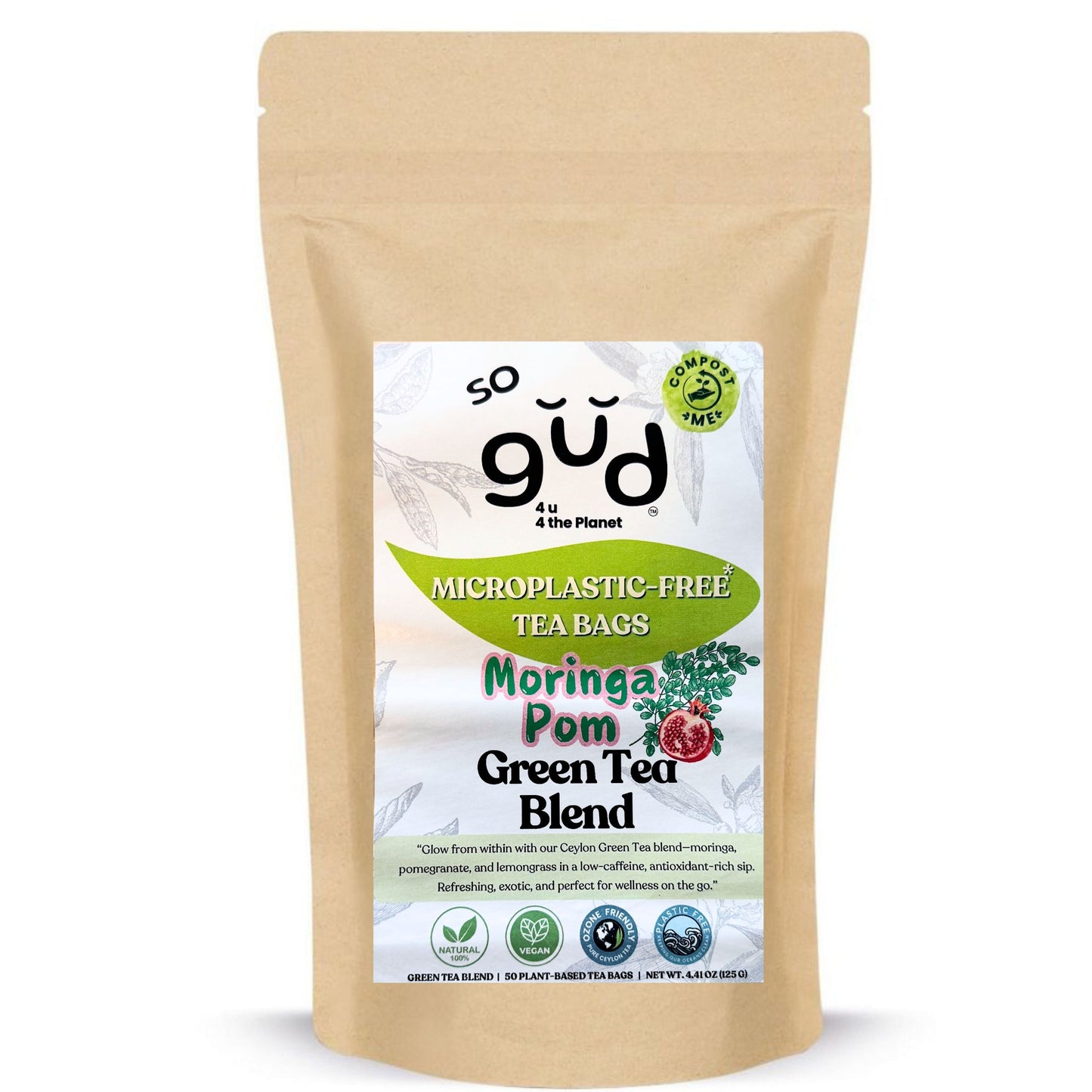 Moringa Pom Tea Green Tea Blend | Plant-based Tea Bags
