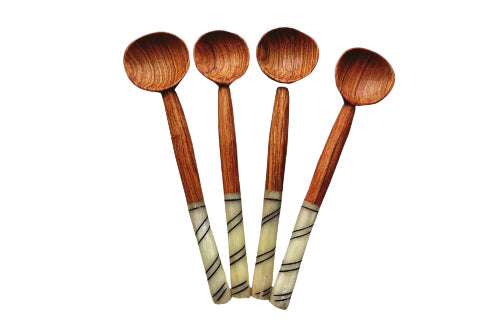 Handmade Striped Bone Handle Wooden Spoon (1 each)