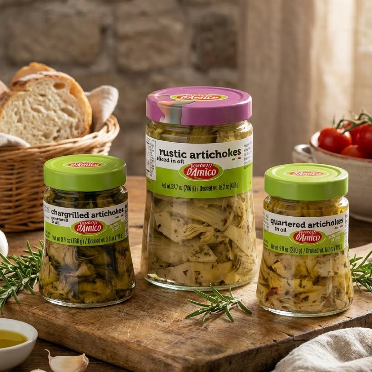 Fratelli D'Amico, Chargrilled Artichokes Quartered in Oil, 9.9oz (280g)