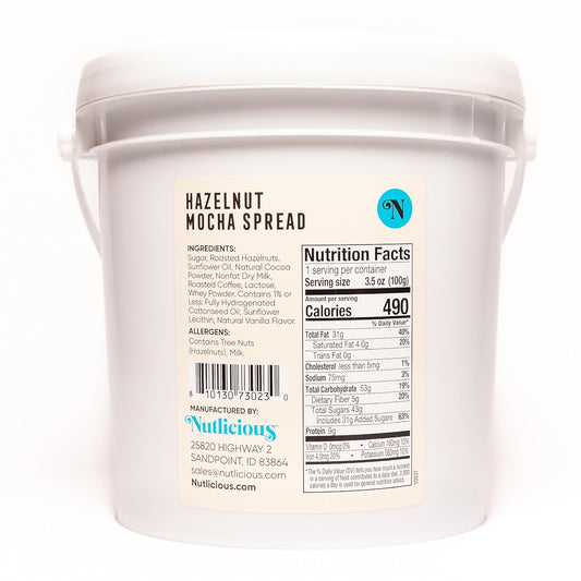 Nutlicious, Hazelnut Mocha Spread for Food Service Bucket, 9lb