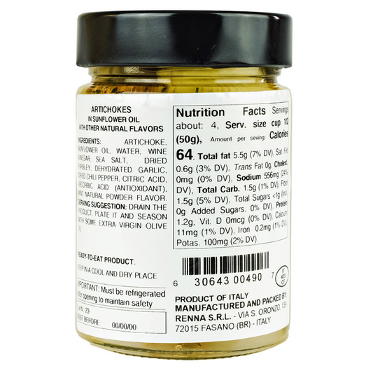 SALE! Renna, Artichoke Hearts in oil, 10.58 oz. Exp. date 02/14/2026