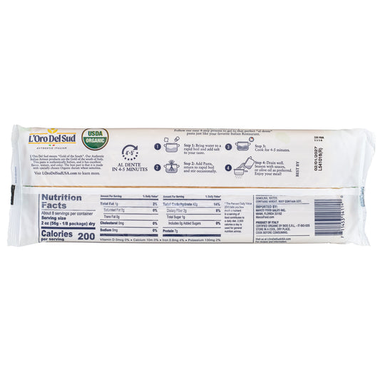 L'Oro Del Sud, Organic Fettuccine Pasta 20 Pack x 1 lb