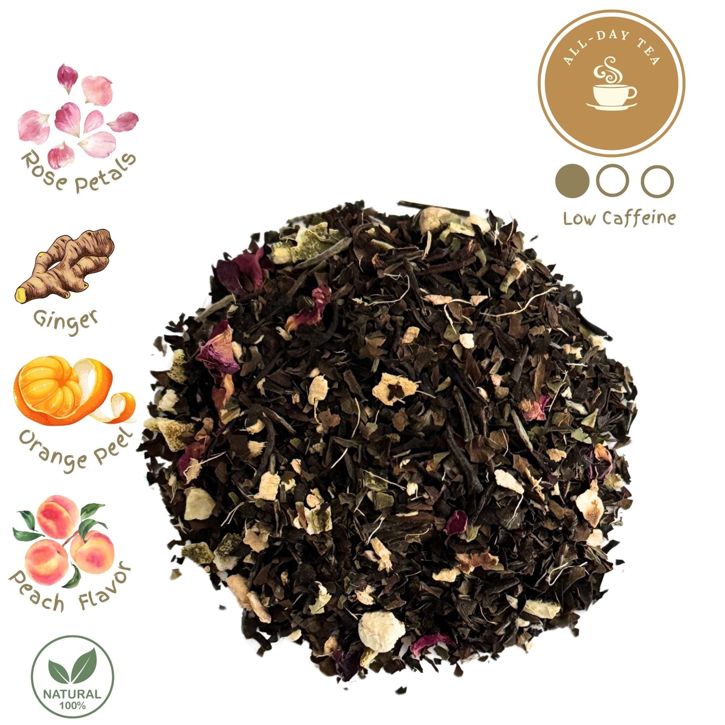 Sunlit Serenity - Organic White Tea Peony Blend with Ginger Peach