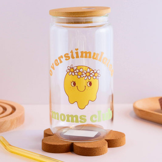 Overstimulated Moms Club 16 oz Glass Cup Set