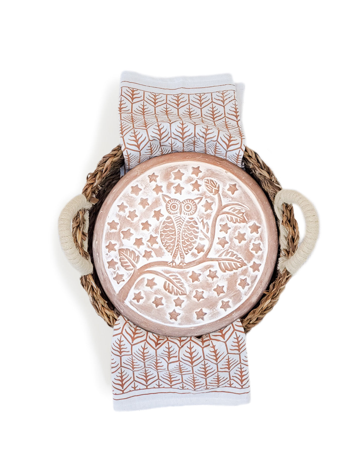 KORISSA Bread Warmer & Basket Gift Set with Tea Towel - Owl Round