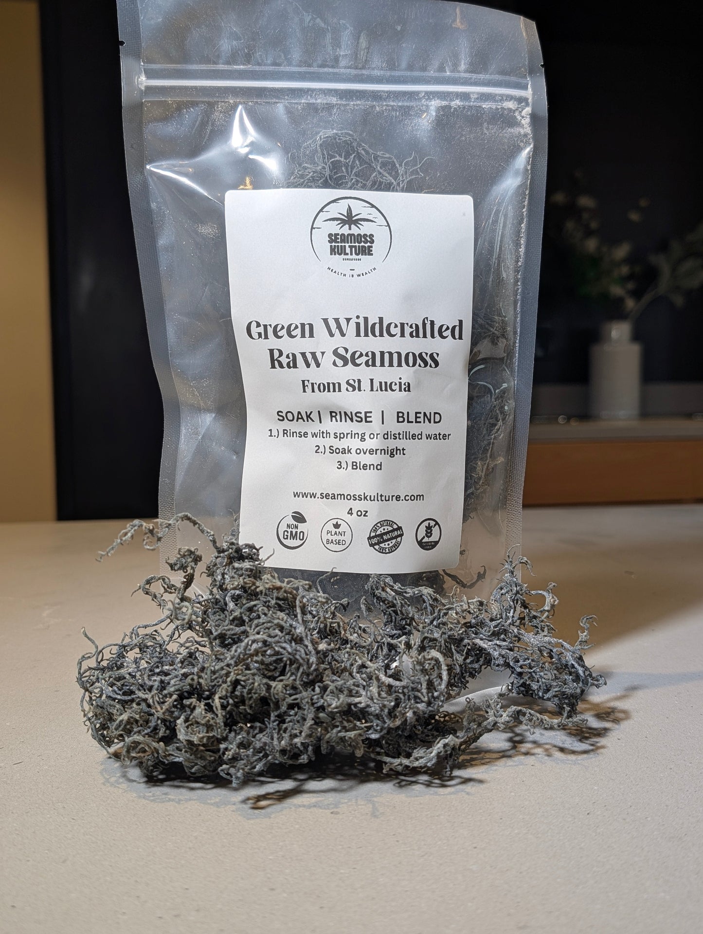 Premium Green Wildcrafted Raw Sun dried Sea Moss