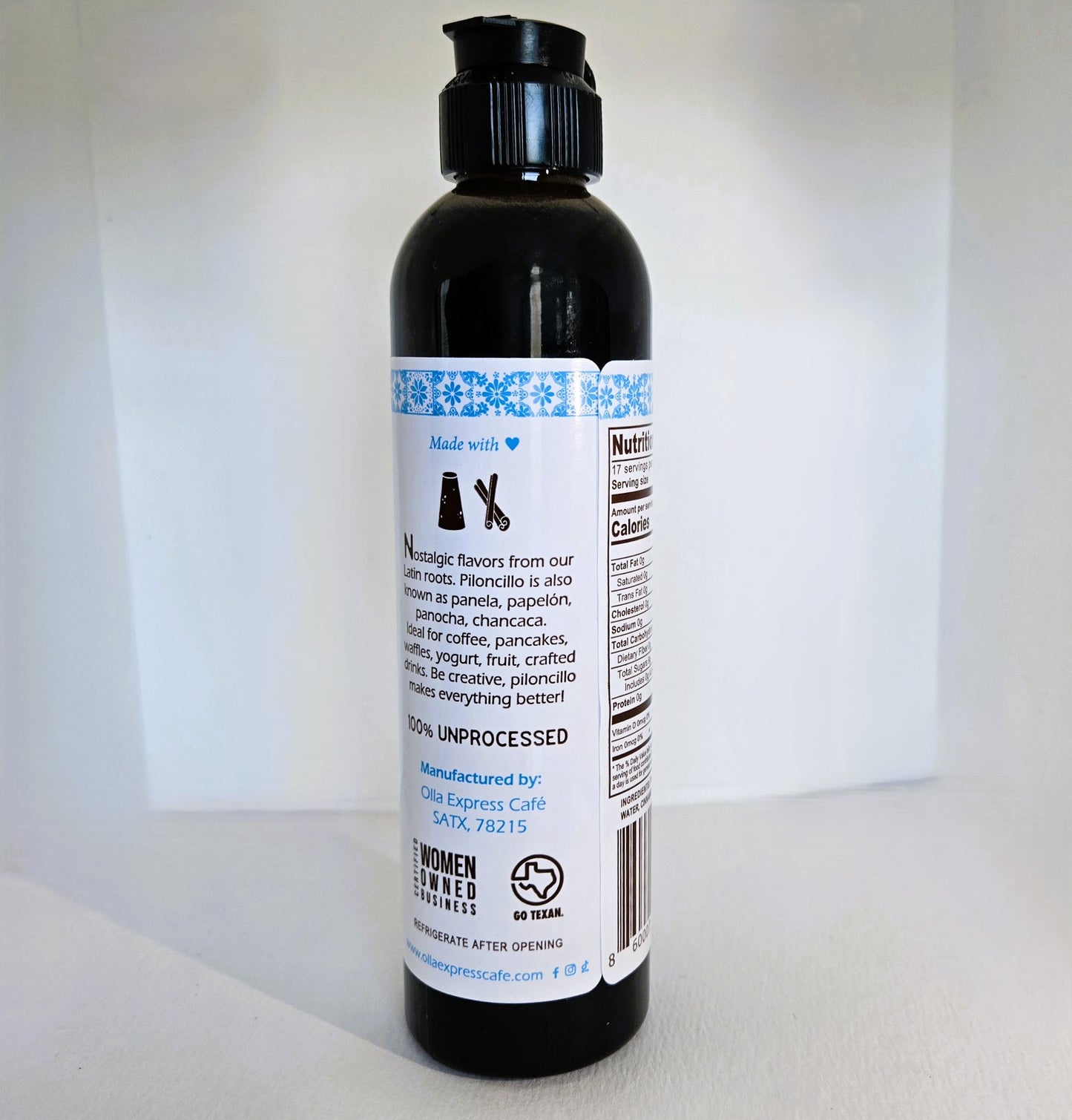 .Piloncillo Syrup Bottle