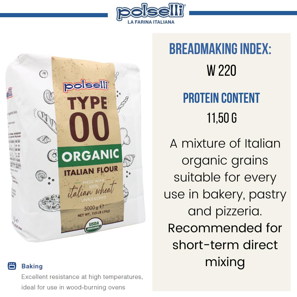 Polselli, Organic Tipo 00 Italian Flour – 5 kg (11 lb)
