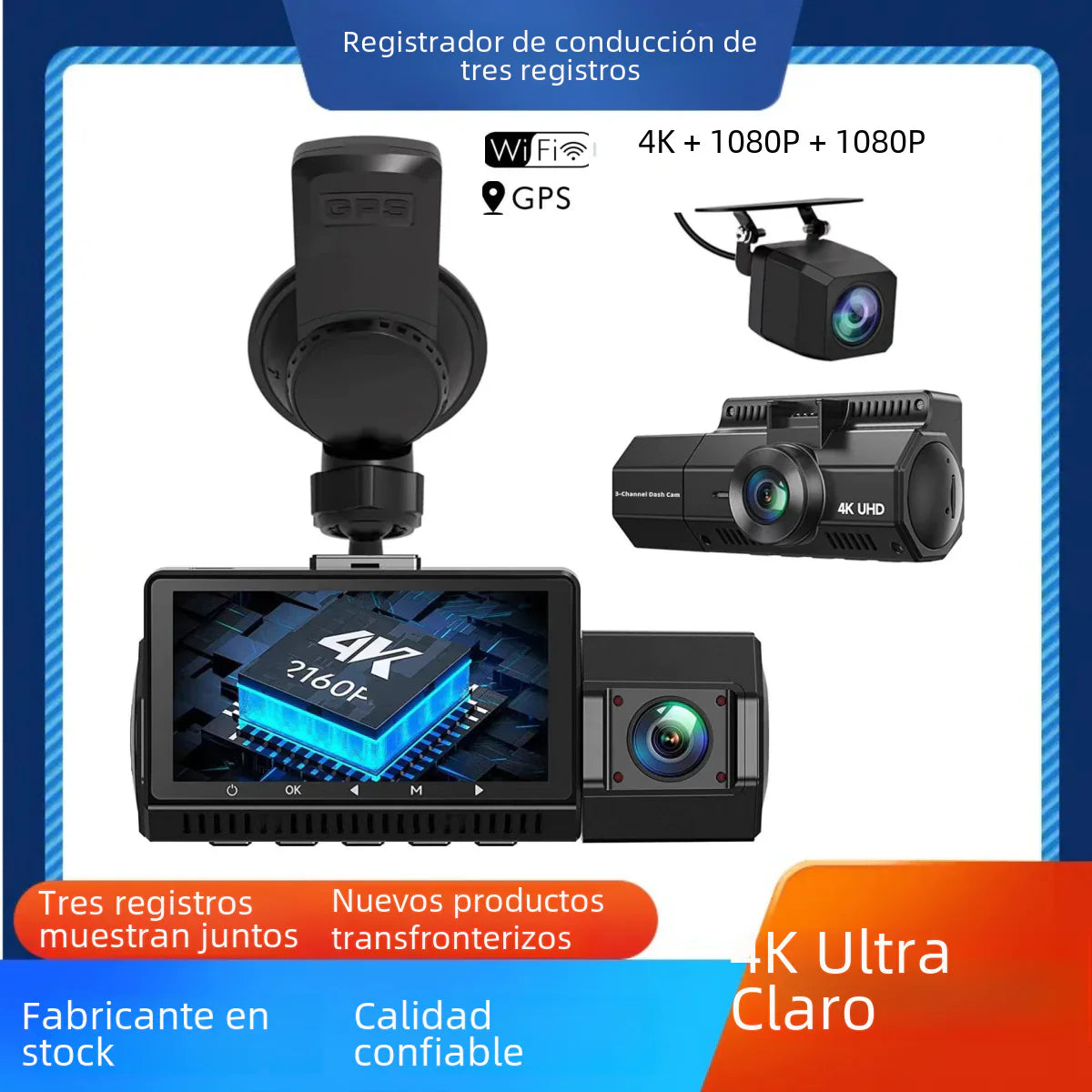 New 4K HD Dash Cam with WiFi, GPS, and 3 Cameras