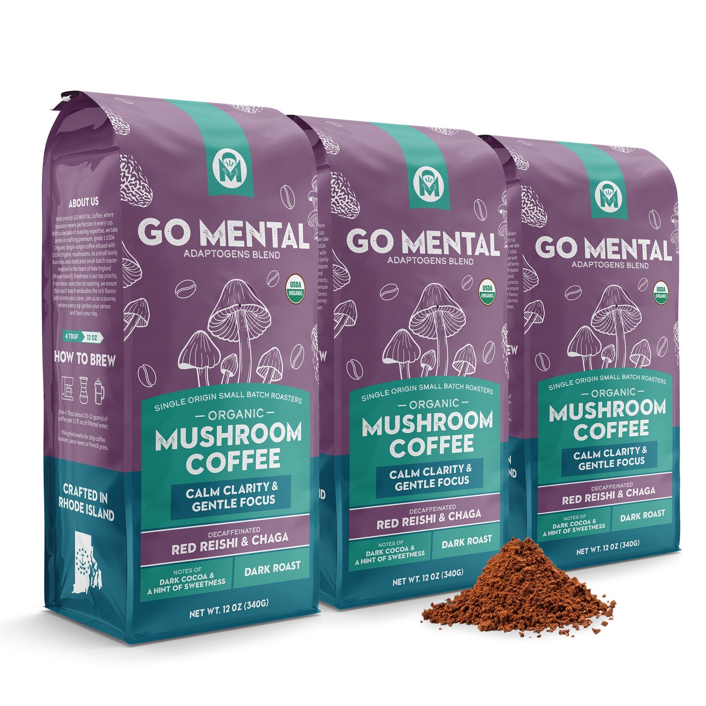 Decaffeinated Red Reishi & Chaga Mushroom Coffee Adaptogens Blend
