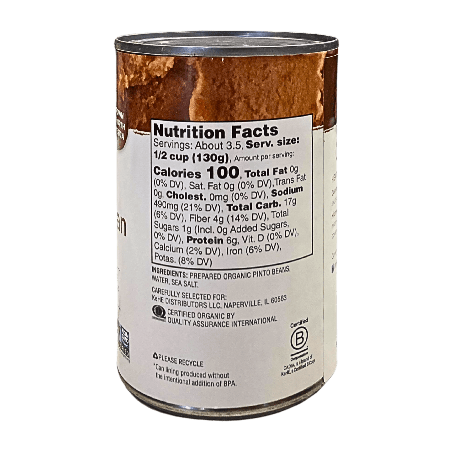 Refried Beans, Fat Free, Organic, Cadia