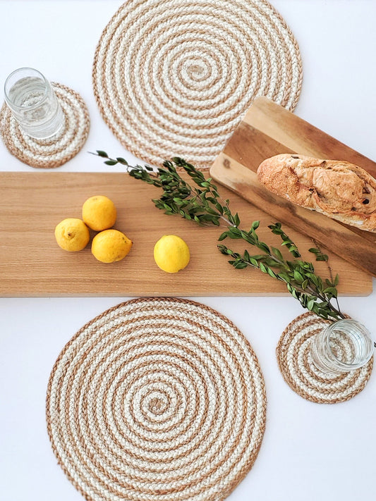 KORISSA Kata Spiral Coaster Trivet - Natural (Set of 4)