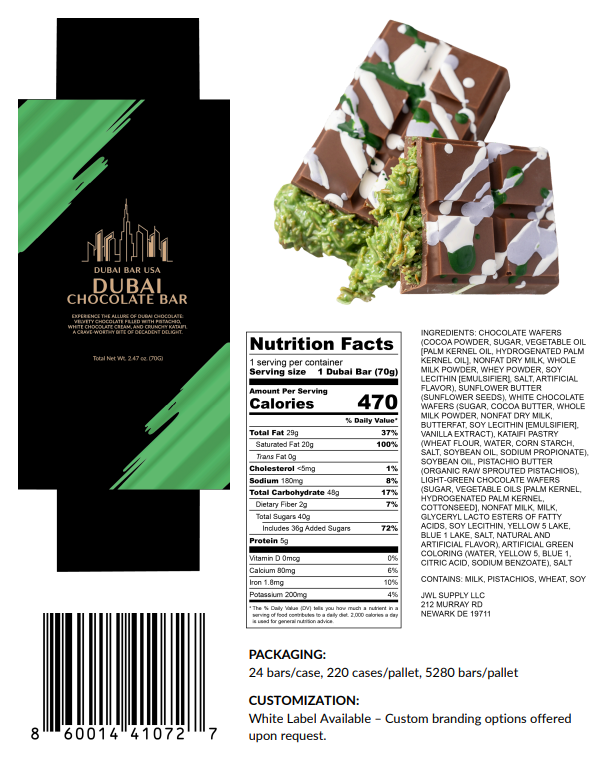 Dubai Chocolate Bar Pistachio
