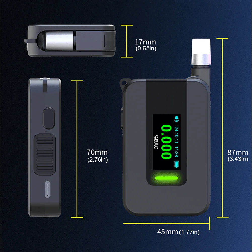 Electrochemical Alcohol Tester Voice Report Non-Contacting Electronic Breathalyzer Portable Alcohol Meter for Professional Use