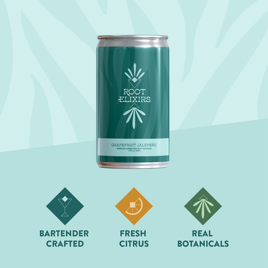 Root Elixirs Sparkling Grapefruit Jalapeno Premium Cocktail Mixer - 24 Cans (7.5 oz)