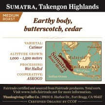 Sumatra - Takengon Highlands, Medium Roast