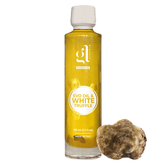 GL Truffle Gourmet, Extra Virgin Olive Oil & White Truffle with truffle slices (3.4 FL oz) 100 ml