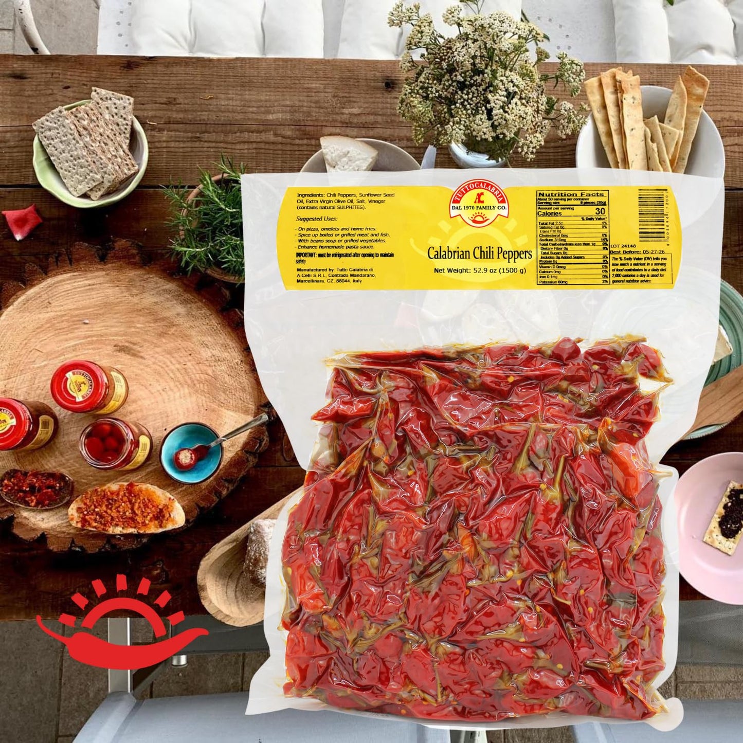 TuttoCalabria Whole Calabrian Chili Peppers – 52.9 oz (1.5 kg)