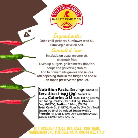 TuttoCalabria Original Chili Crispy in Extra Virgin Olive Oil – 6.5 oz