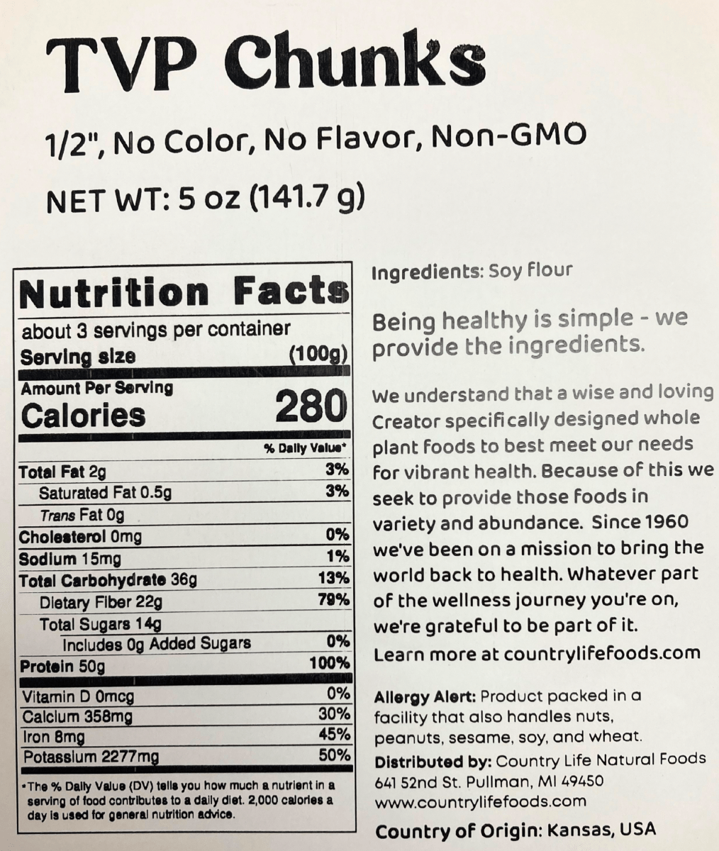 TVP Chunks, No Added Color or Flavor, Non-GMO
