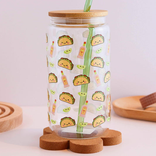 Tacos and Margarita 16 oz Glass Cup Set