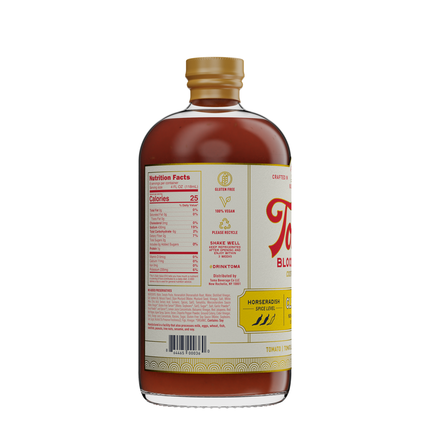 Toma Bloody Mary Mixer - CLASICO - 6 Bottles x 32oz