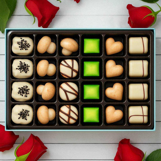 Andy Anand 24 Pc Premium Belgian White Chocolate Truffles – Gourmet Ganache Filled Luxury Gift Box, Crafted with 60% Chocolate (Cocoa Butter)