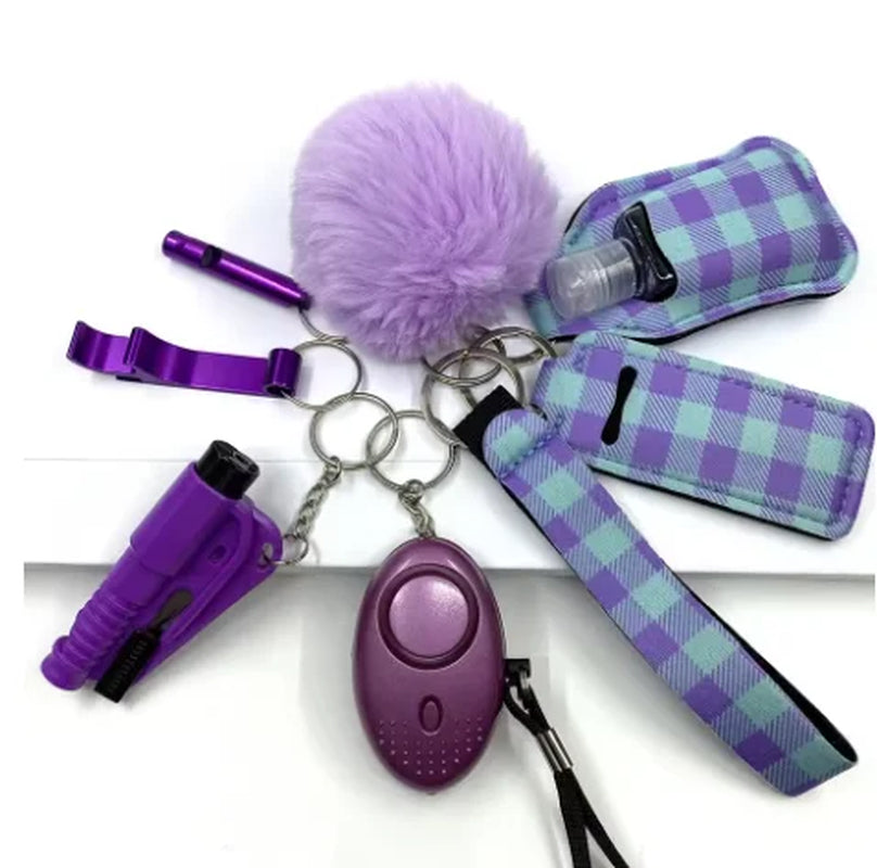 Safety Keychain Full Set, Self Defense Security Keychain Set with Personal Alarm Protective Keychain Accessories for Women Girls