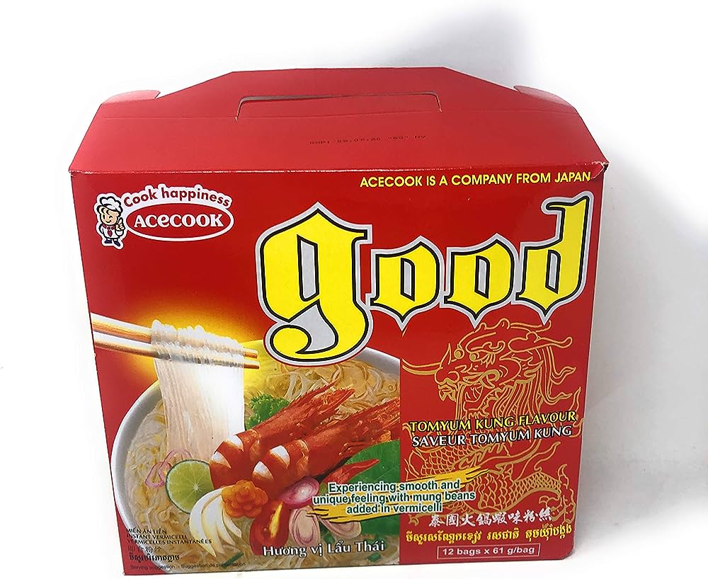 Acecook Good Vermicelli Tomyum Flavour/ Mien Tomyum 56gr (12 Bags/1 Box)