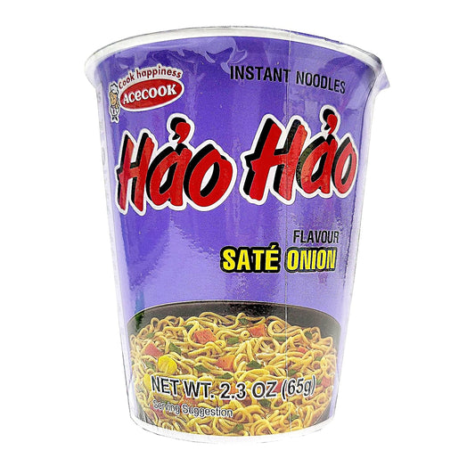 ACECOOK Hao Hao Instant Noodles Cups - Sate Onion Flavor, 12 Cups X 2.29 OZ