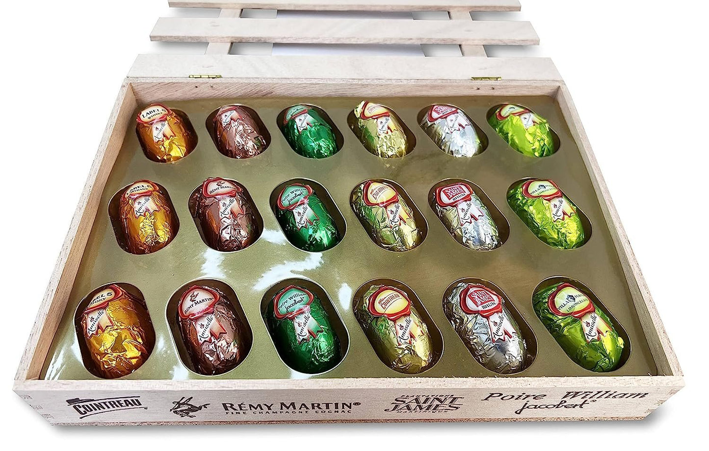 Andy Anand European Vegan Dark Chocolate – 18 Pc Non-Alcoholic Cocktail Flavors, 60% Chocolate (Cocoa Butter), Wooden Gift Box