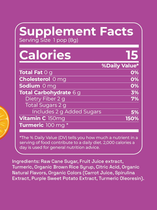 Andy Anand Vitamin C Low Calorie Lollipops,Fruit Flavors, 8.8 oz - Kids Vitamin C Pops, Kids Love Them! Sweetened with real fruit Juice