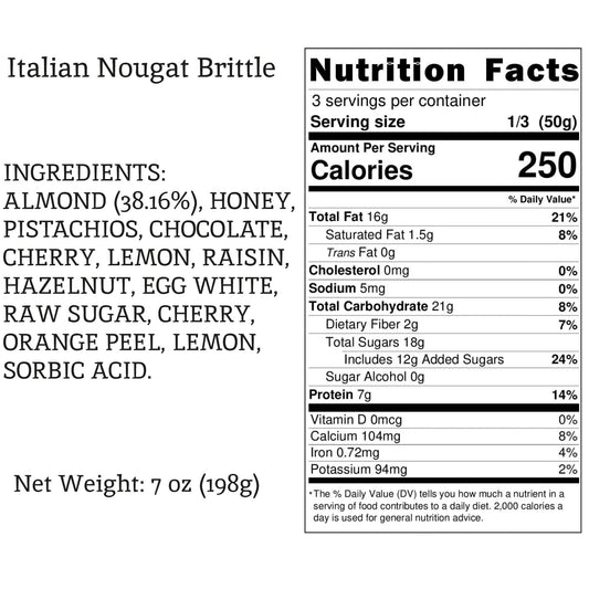Andy Anand Luxury Italian Nougat Brittle 22 Pieces – Almond, Pistachio, Cherry, Citrus, Imported European Nougat - A Delicious and Traditional Treat - 7 Oz