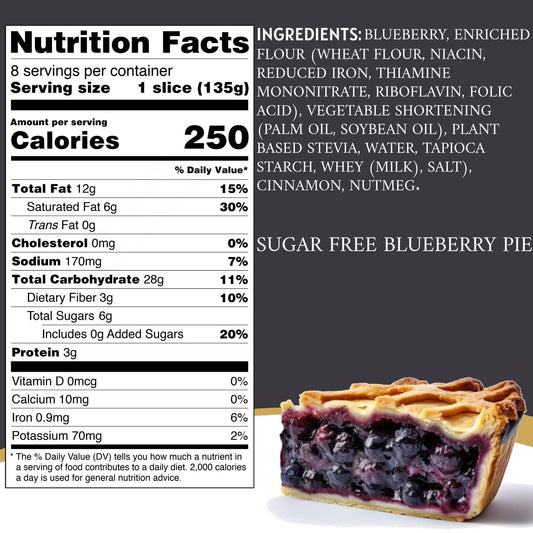 Andy Anand Sugar Free Blueberry Pie (2.9 lbs) - Enjoy the amazing taste of a classic Blueberry Pie without the sugar!