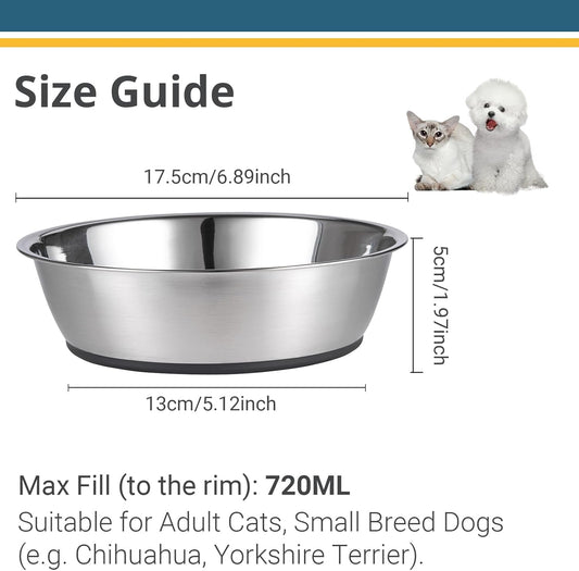 Lightweight Stainless Steel Cat Bowls - 3 Cup, 2 Pack