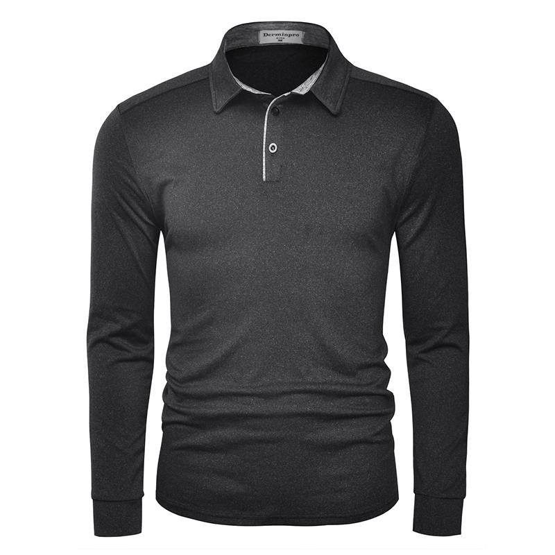 Men'S Solid Shirts New Style Casual Tshirts Polyester Henley Golf Polo Quick Dry Breathable Anit-Wrinkle Full Long Sleeve T-Shrit Tops New Arrival Summer Autumn Tee Menswear Underwear Plain Fabric