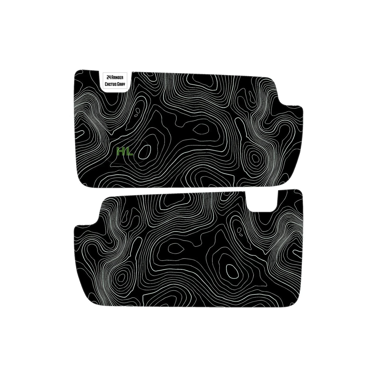 Topographic Interior Sun Visor Overlays - 2024+ Ranger Raptor (with Homelink)