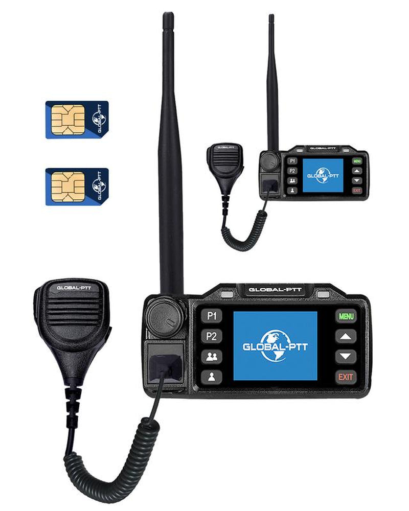 Global-Ptt V1 Walkie Talkie Vehicle Radio Station with 4G LTE GPS Function Dual Pack Portable Audio Radio for Nationwide Communication