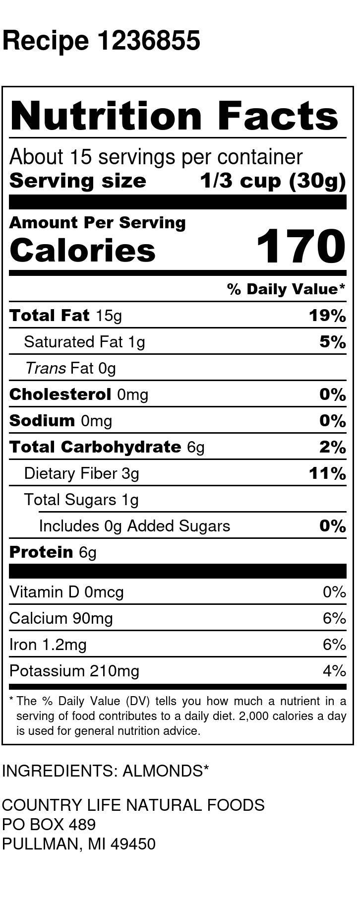 Almonds, Sliced, Organic, Natural