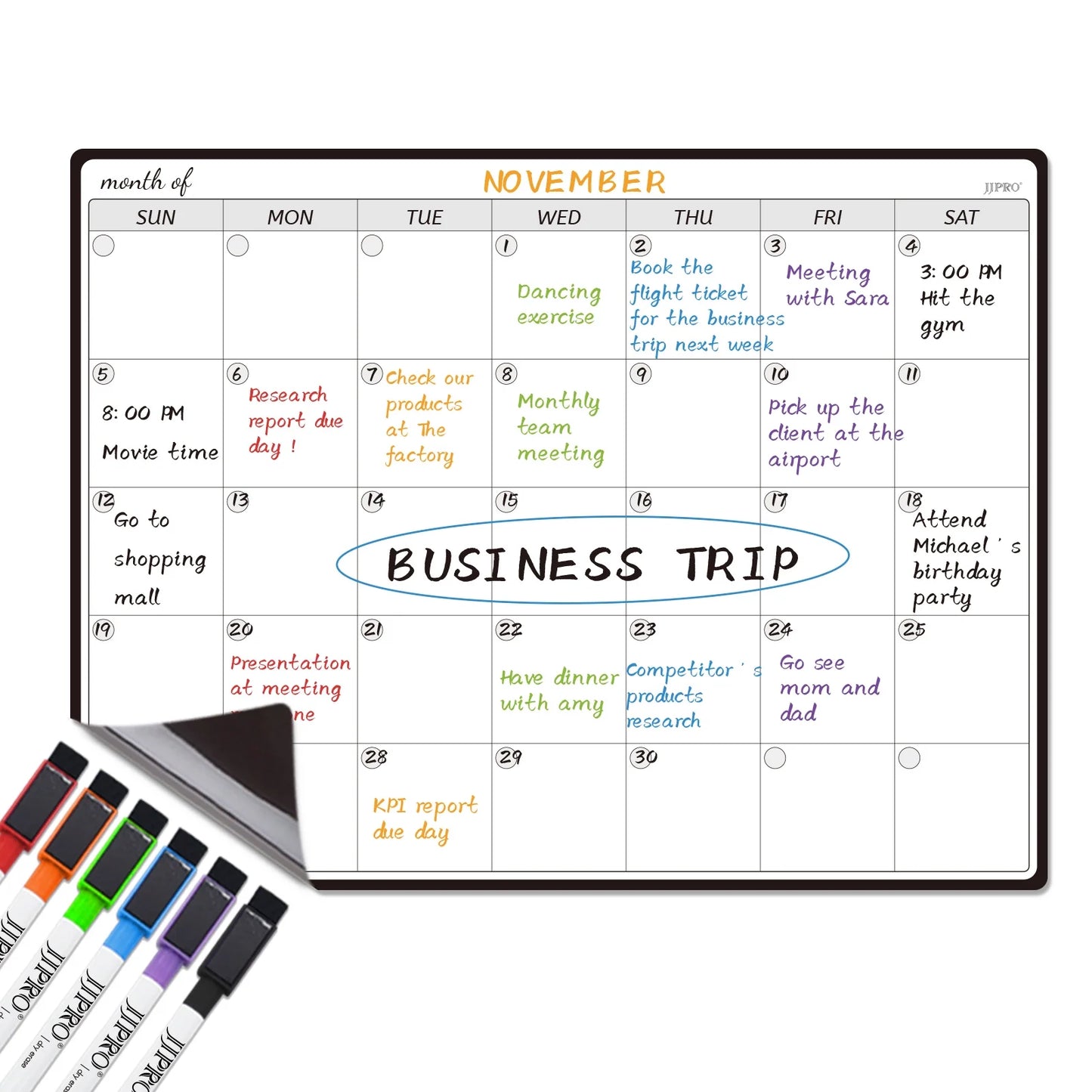 Magnetic Dry Erase Monthly Calendar Whiteboard for Fridge-Reusable Monthly Planning Board for Refrigerator-Refrigerator Organizer with Monthly Calendar Whiteboard